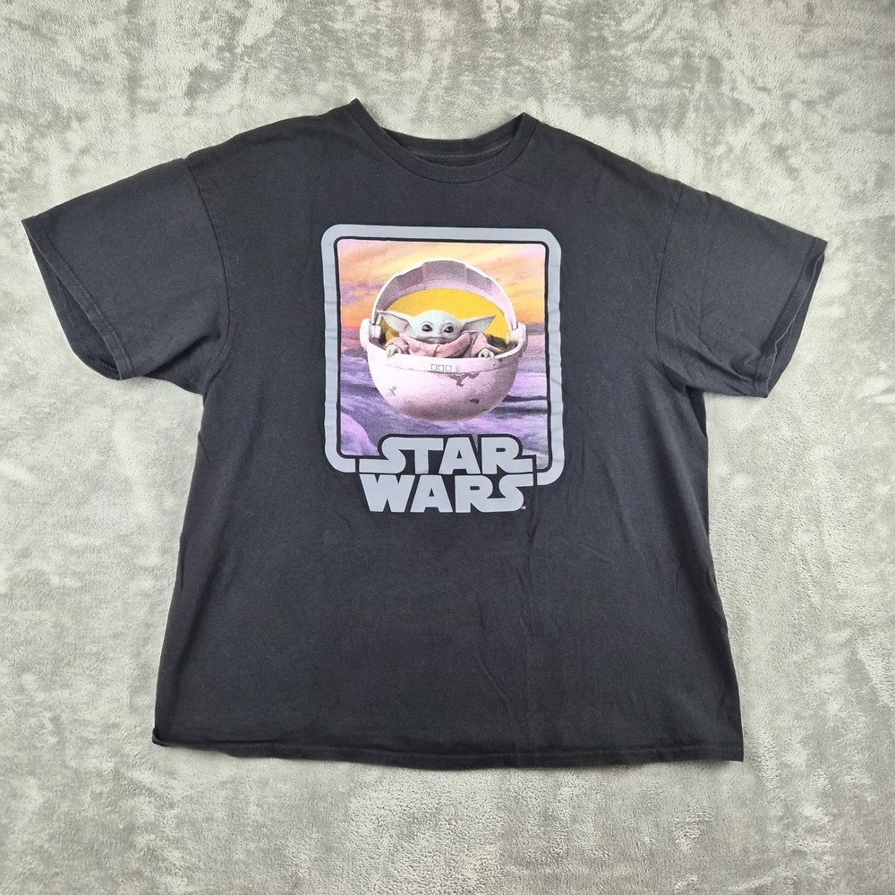 Star Wars Grogu Baby Yoda T Shirt Mens XL Black Mandalorian Graphic Tee Sci Fi